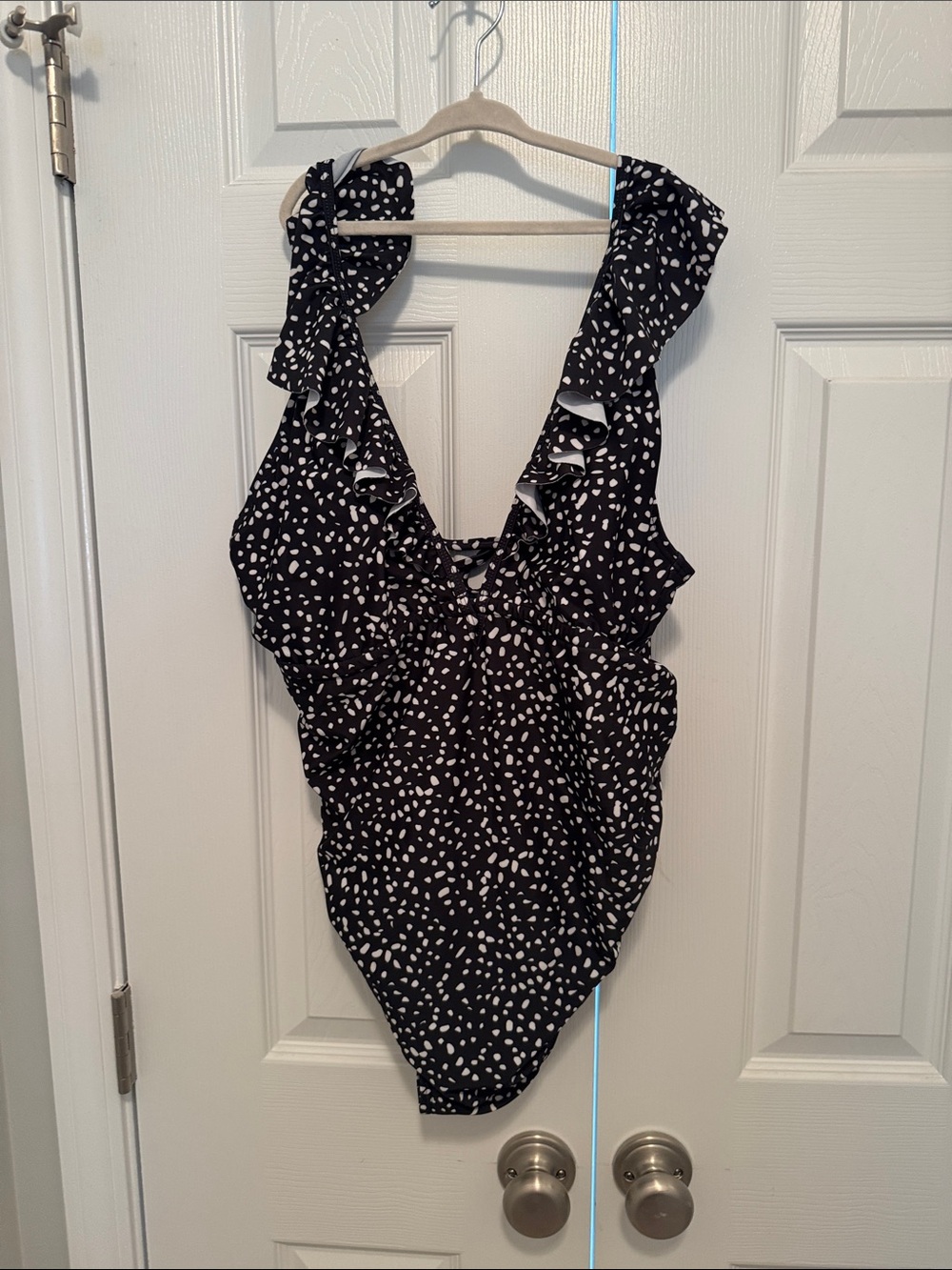 Pinkblush Black and White Dot Ruffle One-Piece Swimsuit - Picture 1 of 2